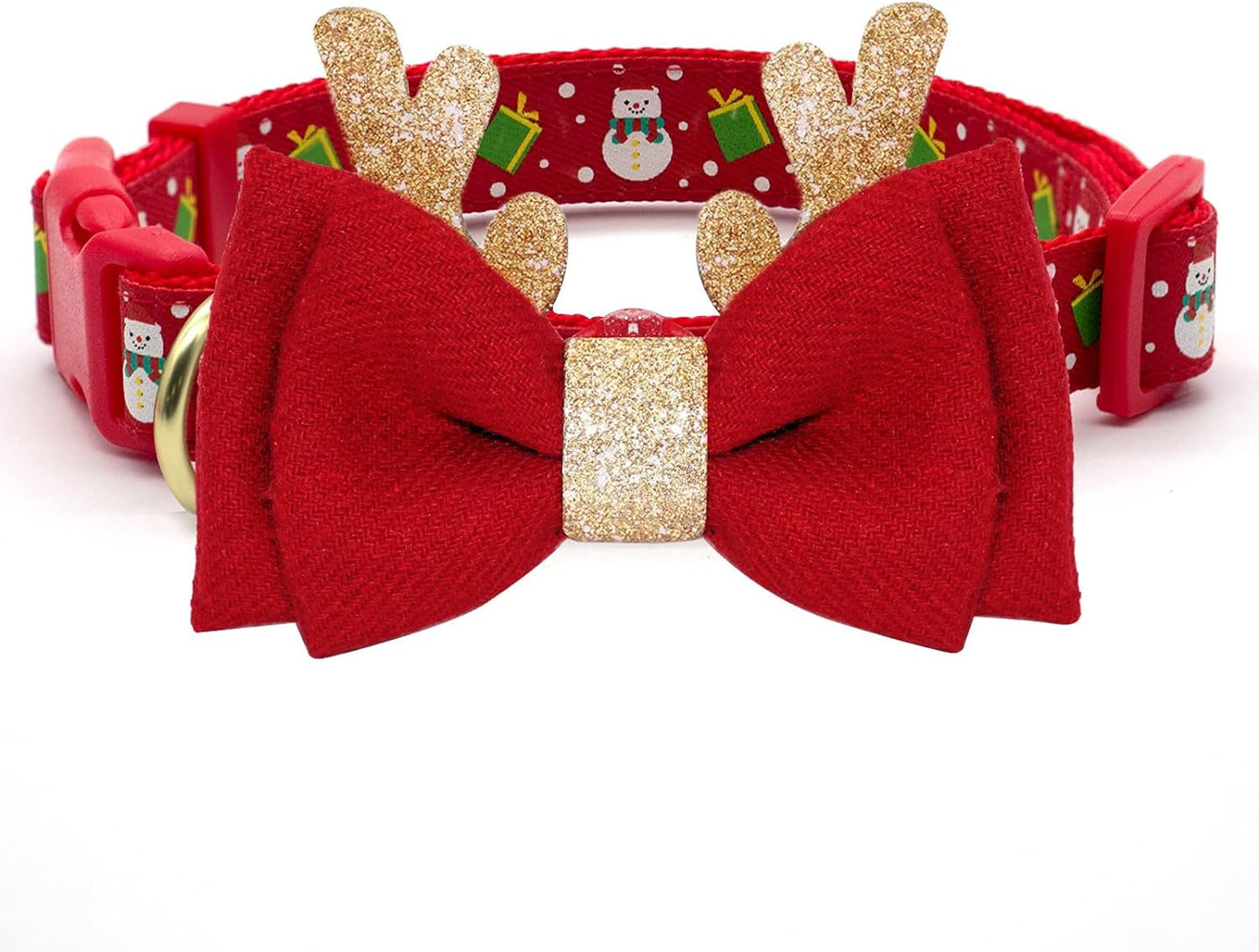 Christmas Dog Collar Adjustable Xmas Dog Collar with Christmas Antler Bow Tie 